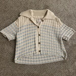 Urban Outfitters Women's Cream and Gray Sweater